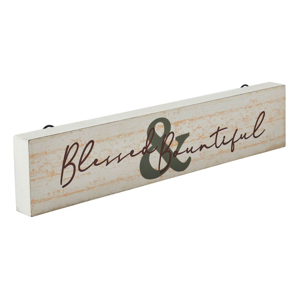 Blessed & Bountiful Cream Farmhouse MDF Wood Wall Sign Inspirational Home Decor Plaque 3x14 Inch - Image 4