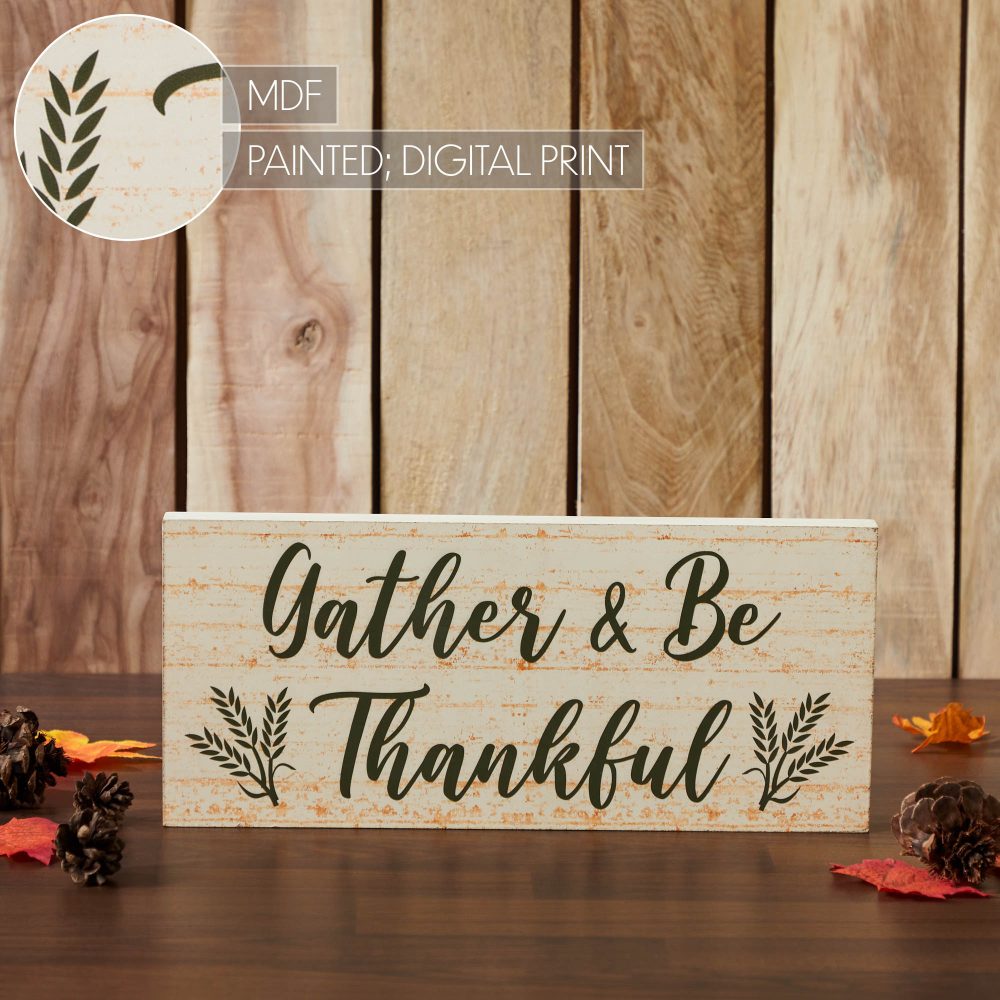 Farmhouse Fall Gather & Be Thankful Wheat Stalks Wall Sign, Rustic Autumn Thanksgiving Home Decor MDF Plaque, 7x16 Inches - Image 6