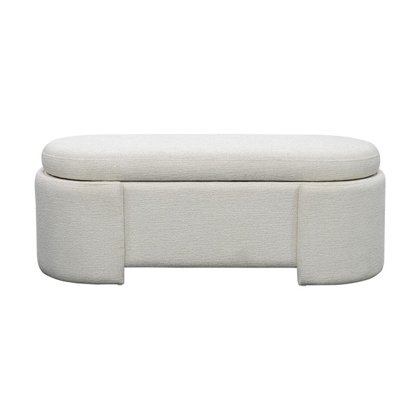 Martha Stewart Leslie Fully Upholstered Oval Storage Bench with Soft-Close Lid in Ivory, One Size MT105-0188 - Image 2