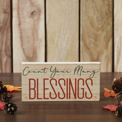 Count Your Blessings Inspirational Cream Wood Sign 5x10 Inch Farmhouse Wall Decor Plaque