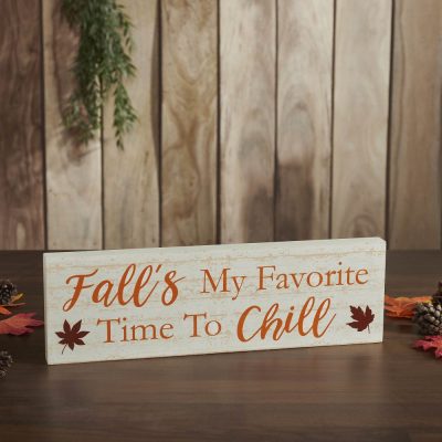 Autumn Farmhouse Fall Decor My Favorite Time To Chill Cream MDF Wall Sign 5x16 Inch Rustic Home Accent Plaque