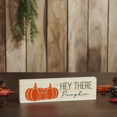Hey There Pumpkin Cream MDF Fall Wall Sign 3x10 Farmhouse Autumn Harvest Decor