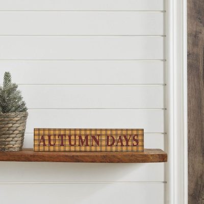 Autumn Days Farmhouse Fall Wall Sign 3x14 Burgundy & Mustard Rustic MDF Decor