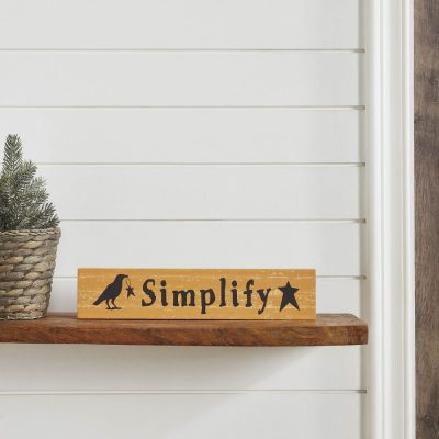 Simplify Primitive Stars Rustic Wall Sign, Farmhouse Raven Mustard Base MDF Decor Plaque, Country Home Accent, 2.75x13 Inch
