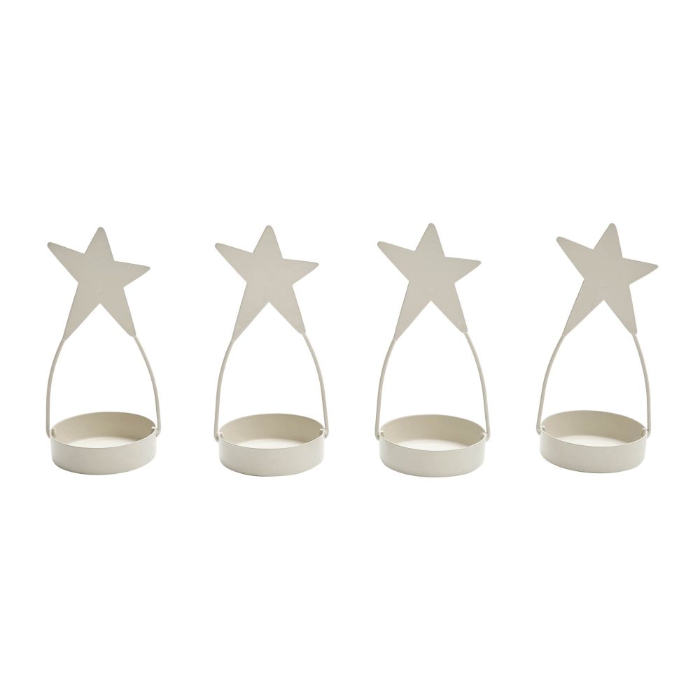 Star Tealight Holder Antique White Set of 4 4x1.75x1.75 - Image 2