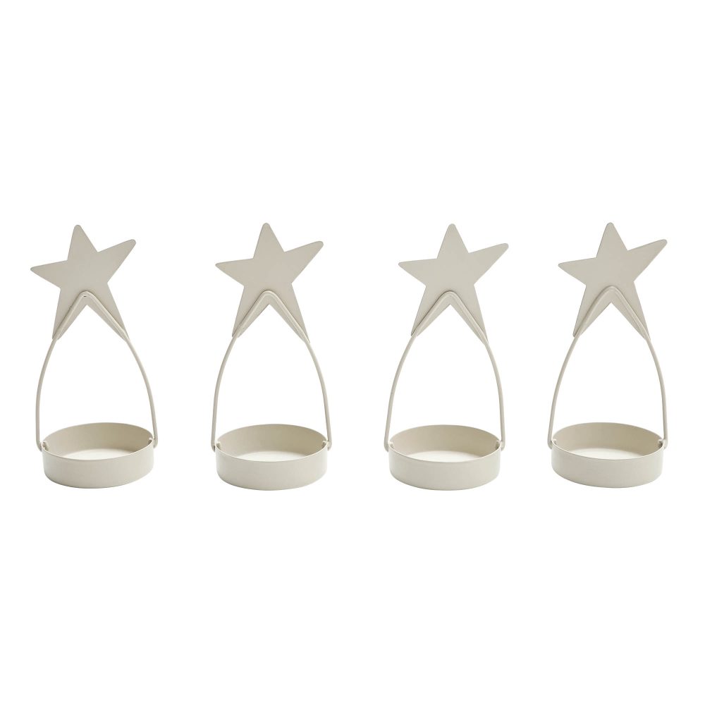 Star Tealight Holder Antique White Set of 4 4x1.75x1.75 - Image 3