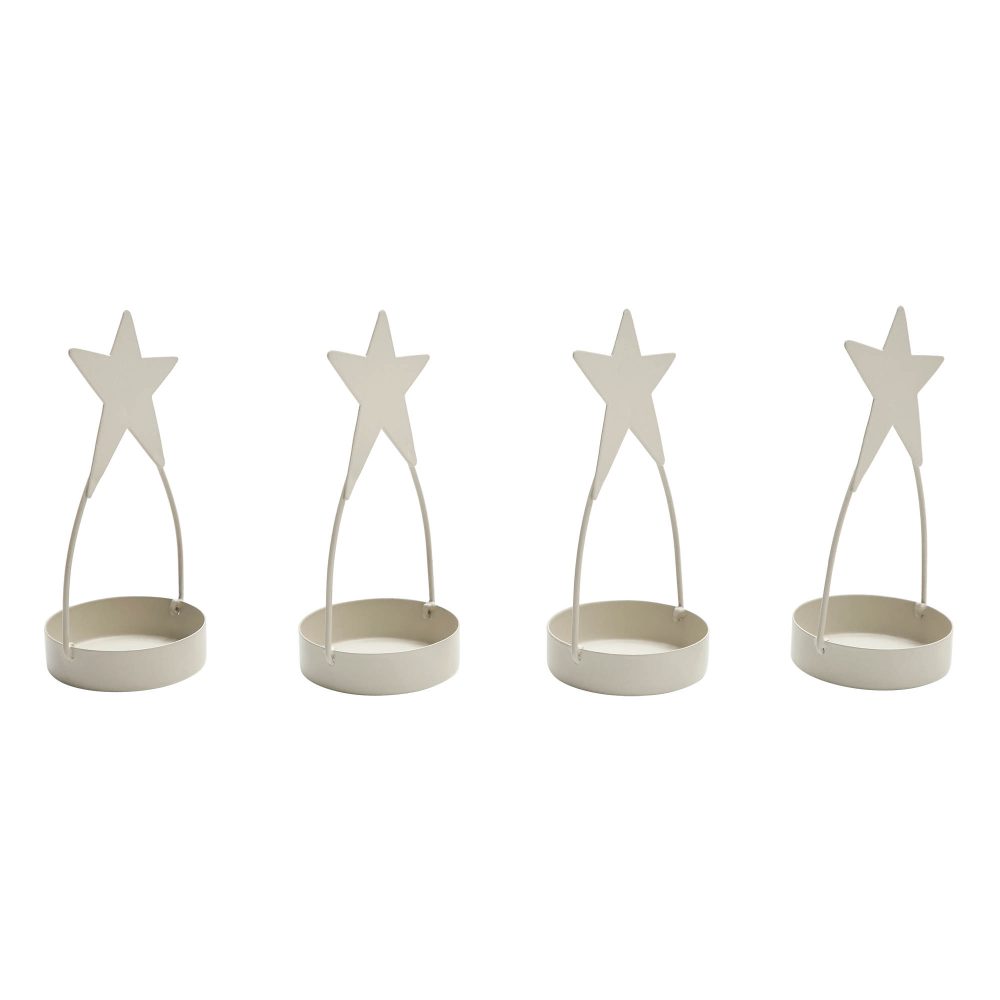 Star Tealight Holder Antique White Set of 4 4x1.75x1.75 - Image 4