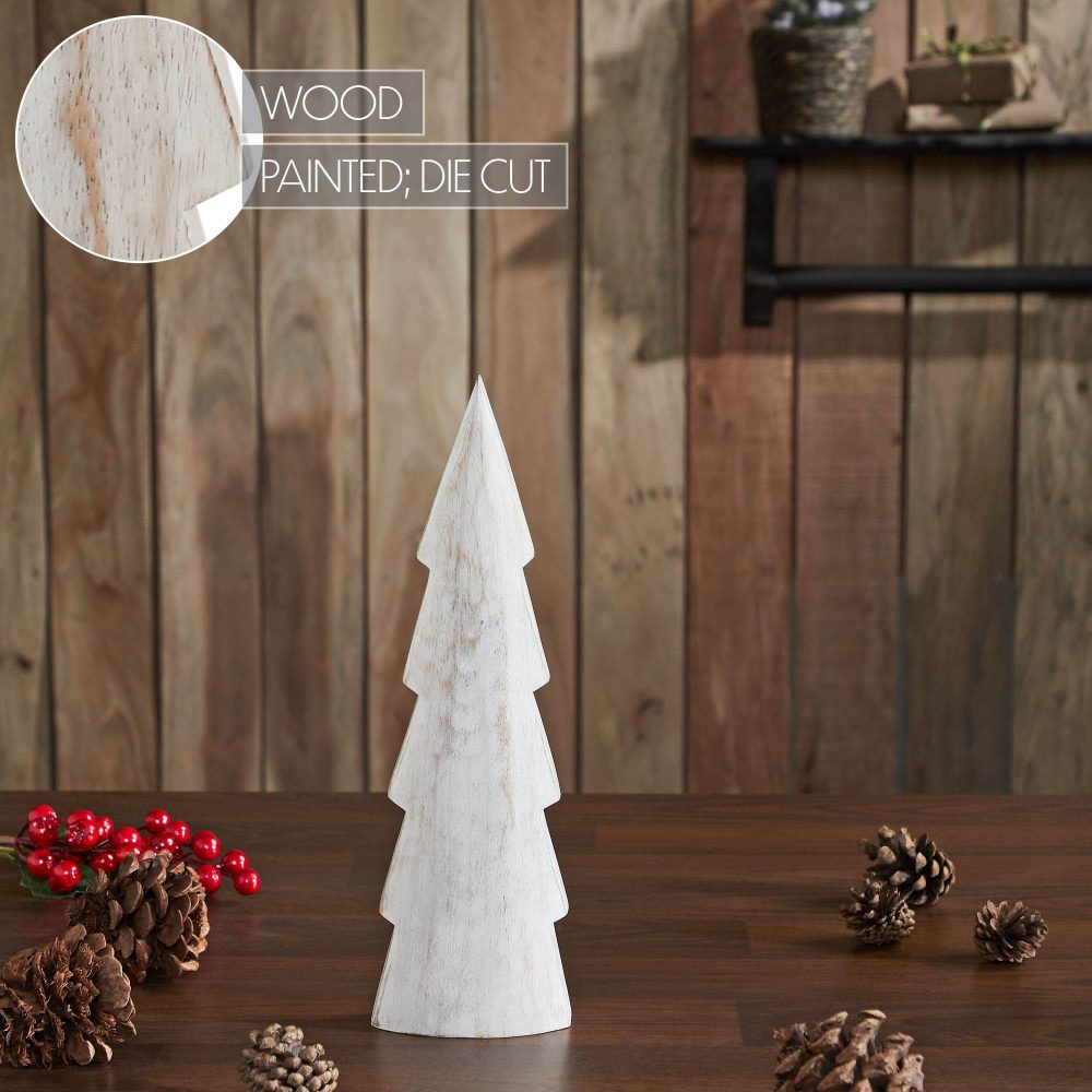 Christmas Tree Distressed White Wooden Figurine 11.5x3.5x1.5 - Image 6
