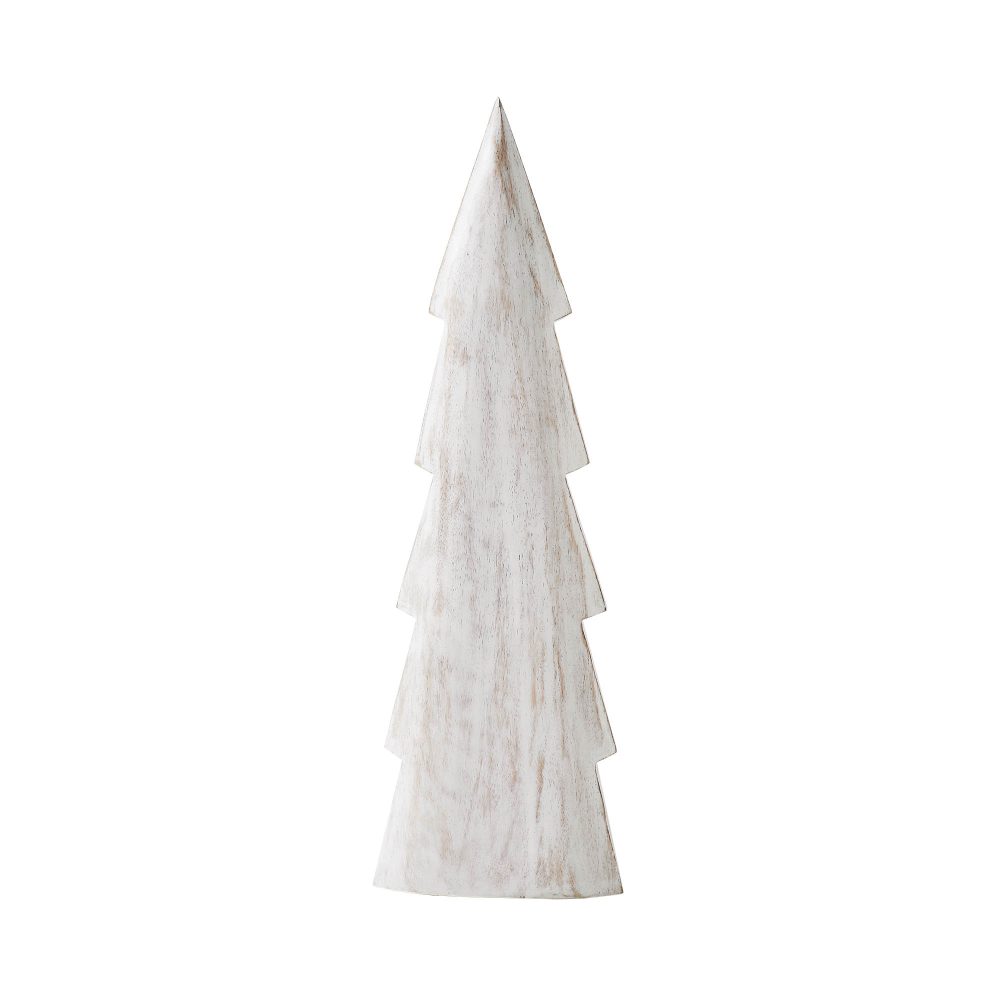 Christmas Tree Distressed White Wooden Figurine 15.75x5x1.5 - Image 2