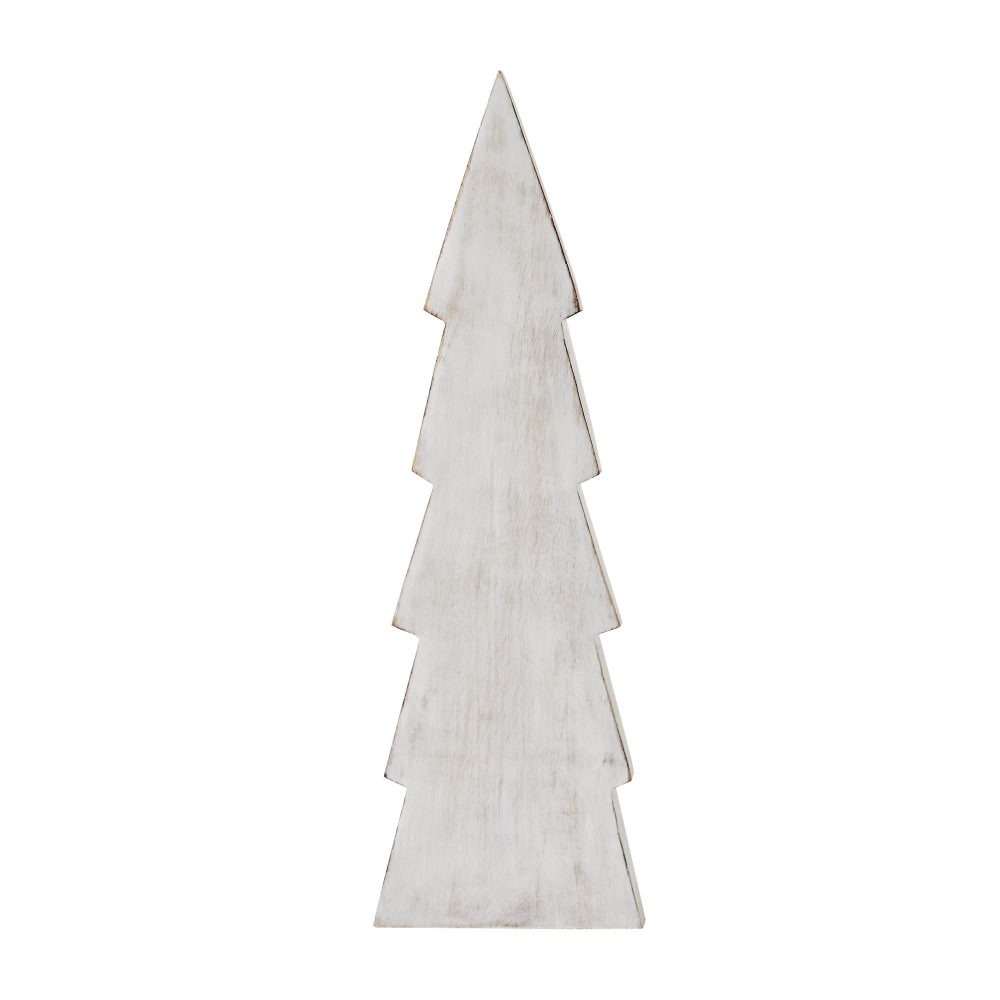 Christmas Tree Distressed White Wooden Figurine 15.75x5x1.5 - Image 3