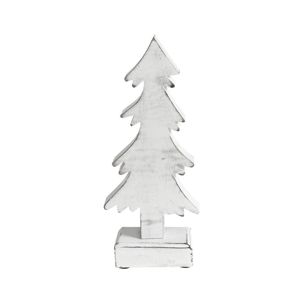Christmas Evergreens White Wooden Figurine 8.75x3.5x2 - Image 2