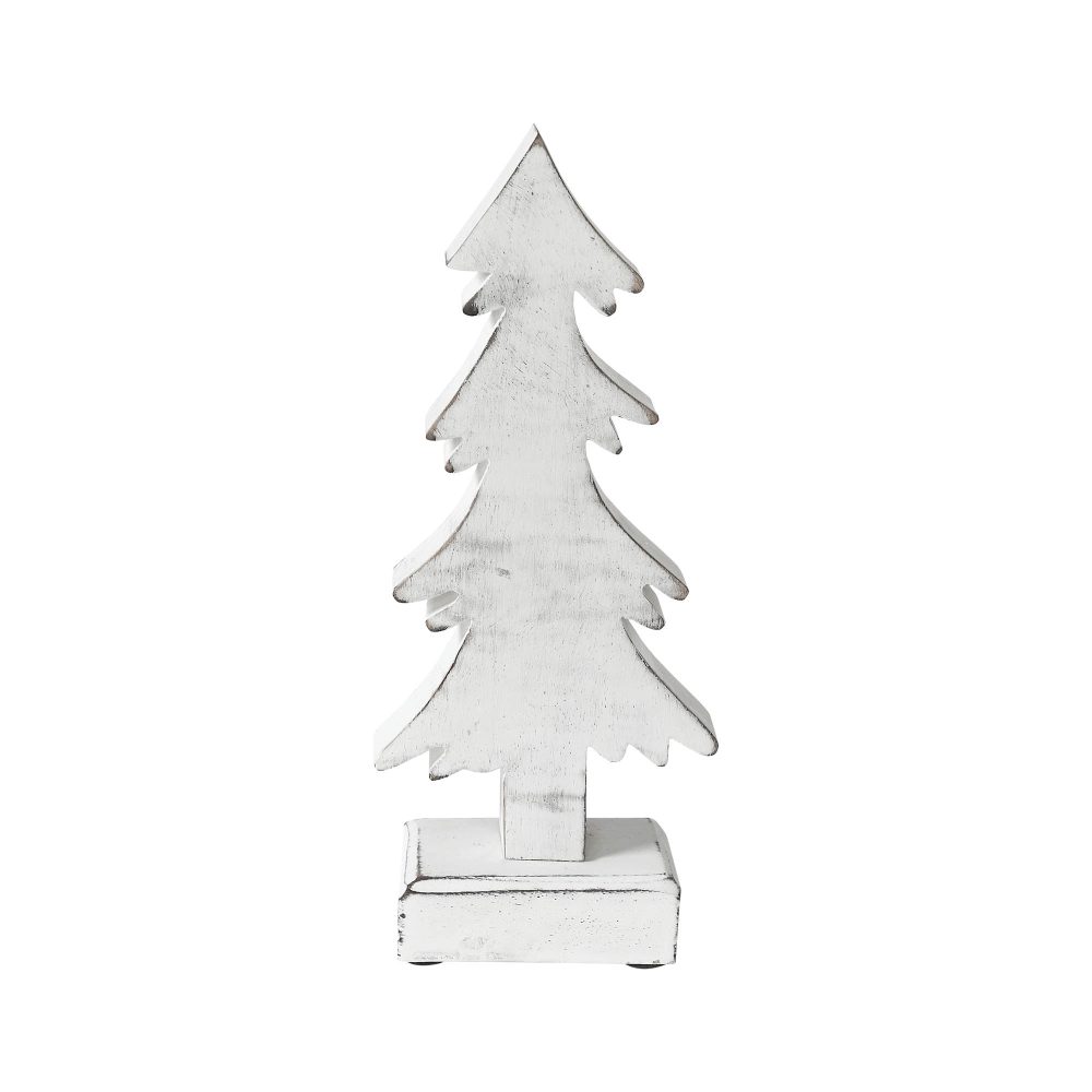 Christmas Evergreens White Wooden Figurine 8.75x3.5x2 - Image 3