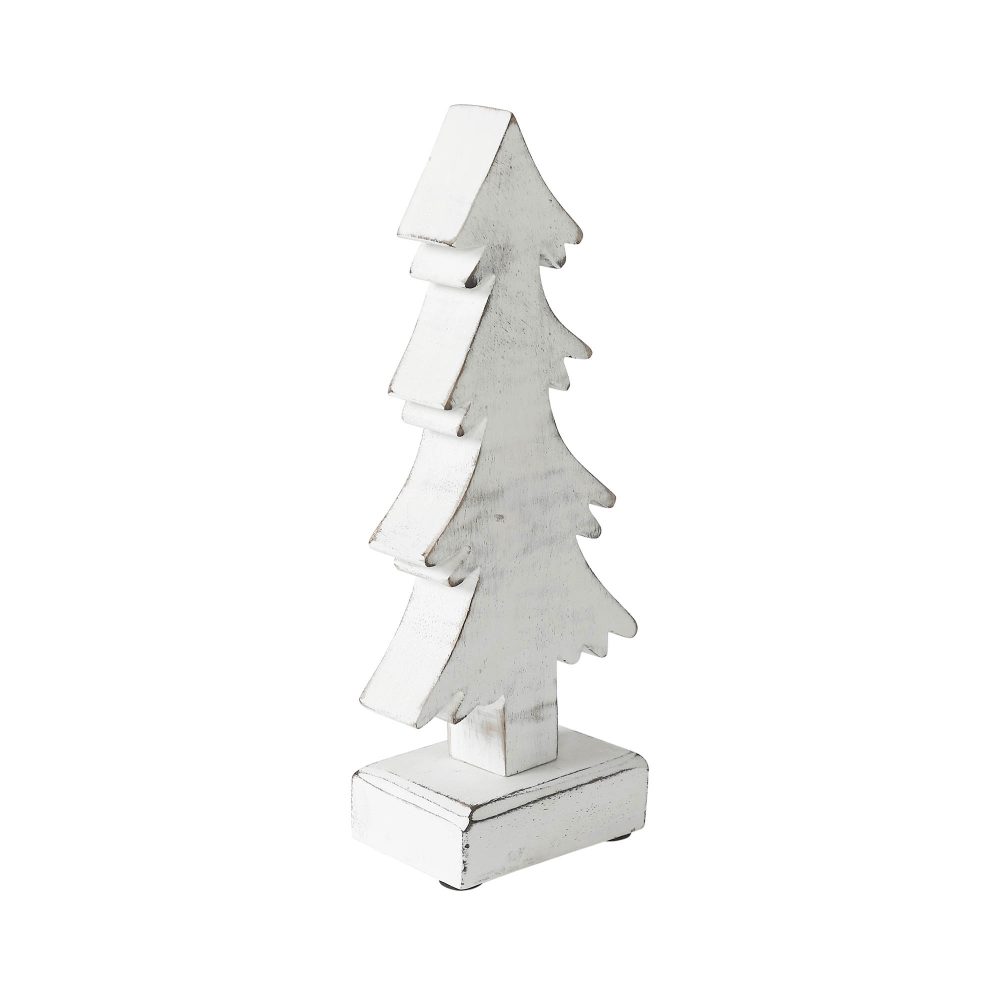 Christmas Evergreens White Wooden Figurine 8.75x3.5x2 - Image 4