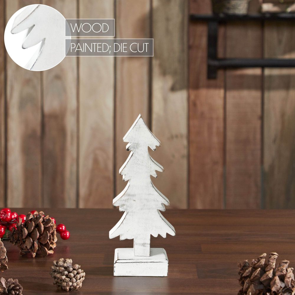 Christmas Evergreens White Wooden Figurine 8.75x3.5x2 - Image 6