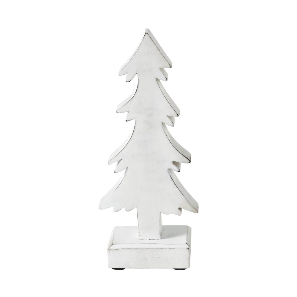 Christmas Evergreens White Wooden Figurine 11x4.5x2 - Image 2