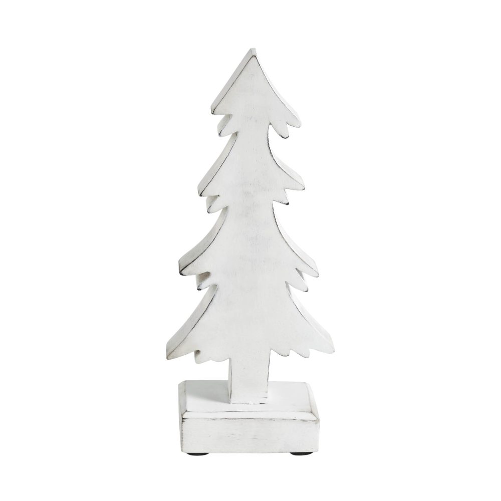 Christmas Evergreens White Wooden Figurine 11x4.5x2 - Image 3