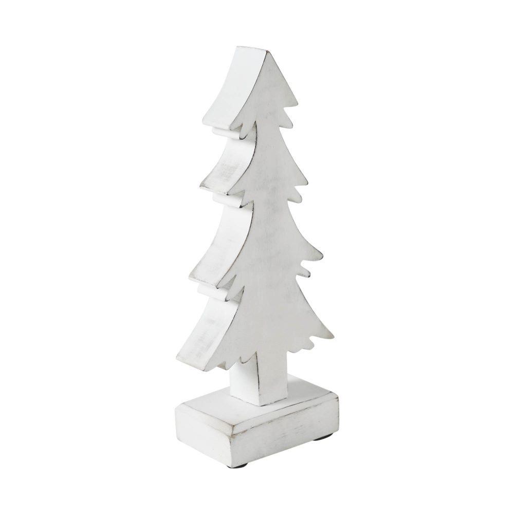 Christmas Evergreens White Wooden Figurine 11x4.5x2 - Image 4