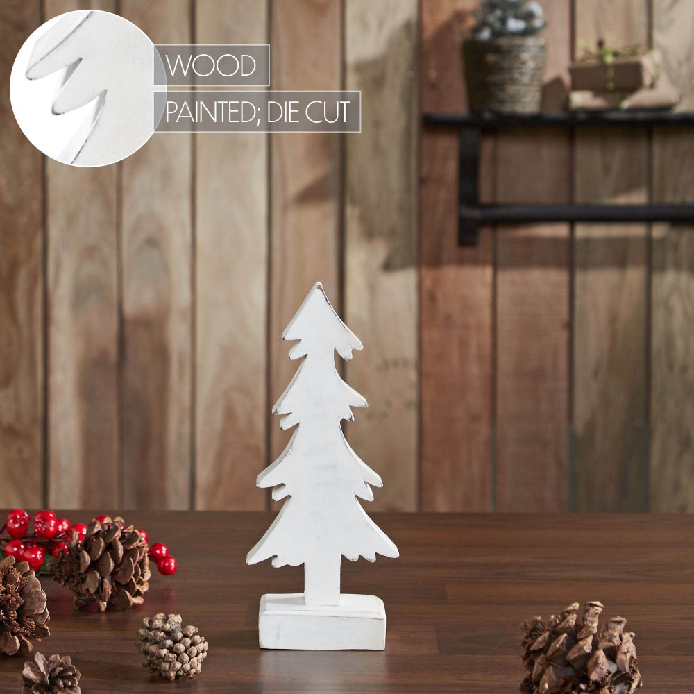 Christmas Evergreens White Wooden Figurine 11x4.5x2 - Image 6