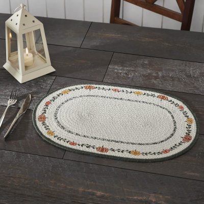 Fall Harvest Pumpkin Oval Placemat 13x19 Farmhouse Stencil Table Mat