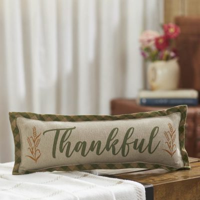 Harvest Blessings Thankful Decorative Fall Throw Pillow Autumn Home Decor Accent Cushion 5x15 Inch