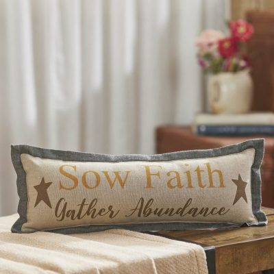 Harvest Blessings Farmhouse Lumbar Pillow 5x15 Inspirational Faith & Abundance Rustic Fall Decorative Accent