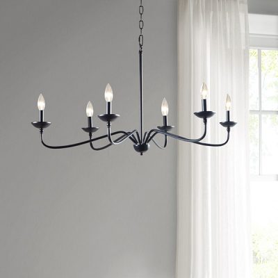 INK+IVY Brighton 6-Light Farmhouse Metal Chandelier in Matte Black, One Size MP150-0194