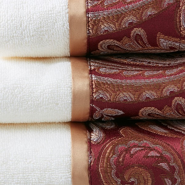 Madison Park Aubrey 6 Piece Jacquard Towel Set in Burgundy, 6-Piece MP73-7450 - Image 7