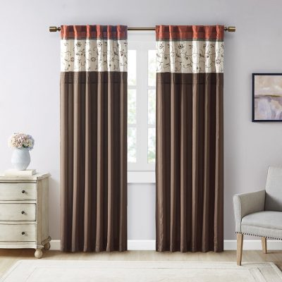 Madison Park Serene Embroidered Curtain Panel in Spice, 50x84" MP40-5470