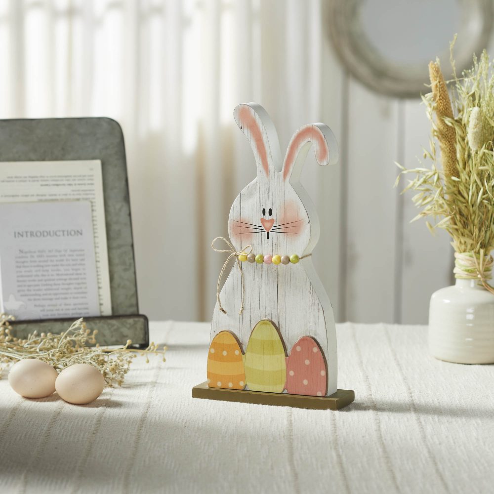 Bunny Hop MDF Blushing Bunny & Eggs w/ Base 12x6.5x2 - Image 2