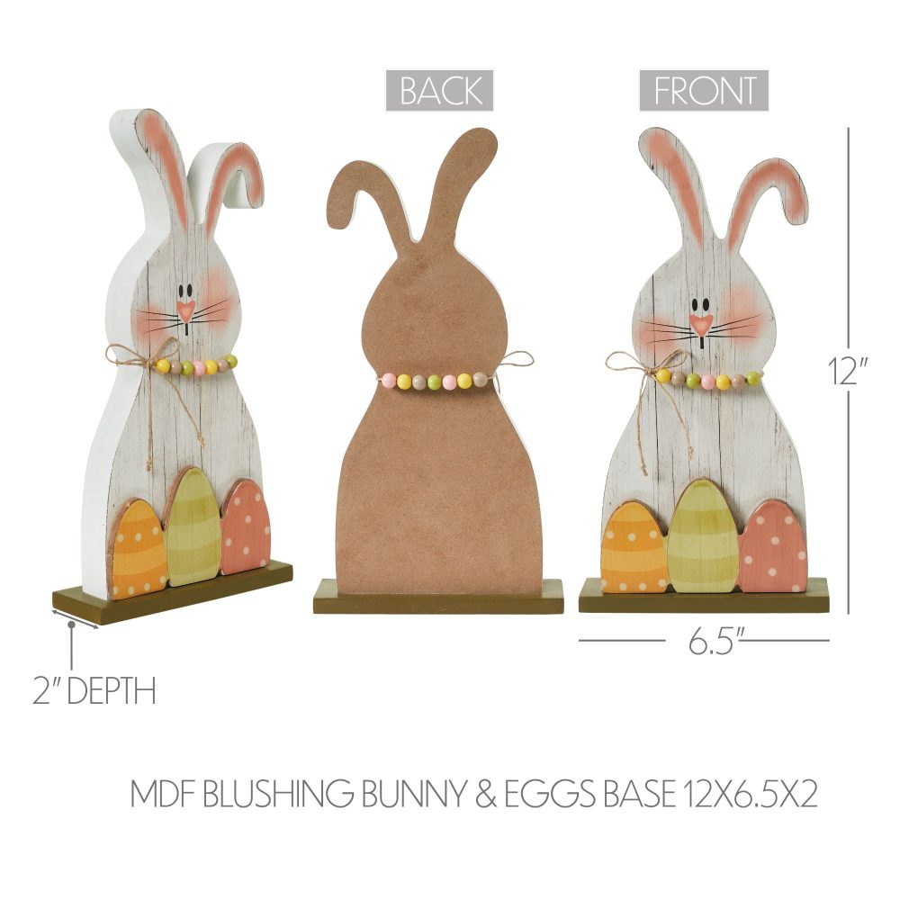Bunny Hop MDF Blushing Bunny & Eggs w/ Base 12x6.5x2 - Image 6