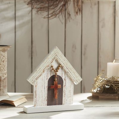 Celebrate Grace MDF Church w/ Beads & Cross 13x12x2.75