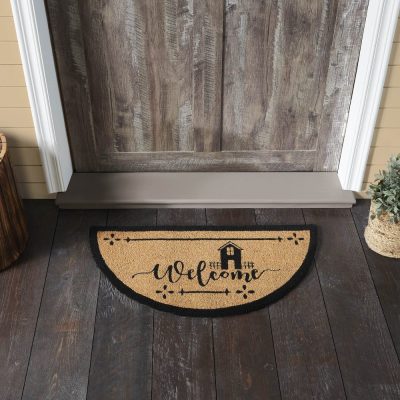 Saltbox Coir Welcome Rug Half Circle 16.5x33