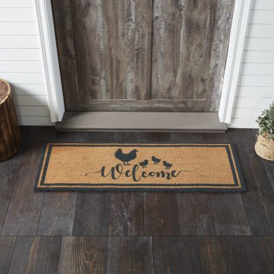 Down Home Hen & Chicks Coir Welcome Rug Rect 17x48