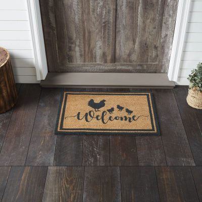 Down Home Hen & Chicks Coir Welcome Rug Rect 20x30