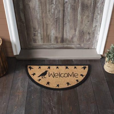 Raven Stars Coir Welcome Rug Half Circle 16.5x33