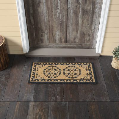 Charleston Mosaic Charcoal Coir Rug Rect 17x36