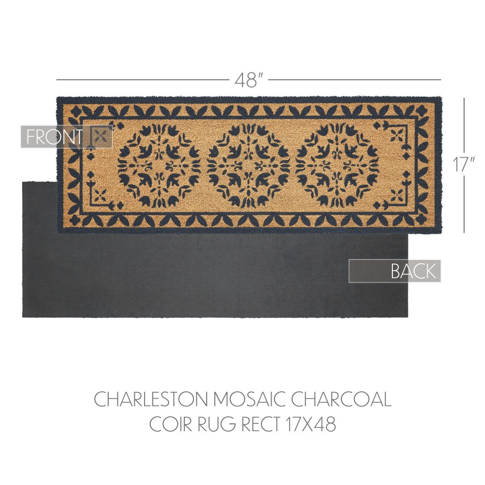 Charleston Mosaic Charcoal Coir Rug Rect 17x48 - Image 4