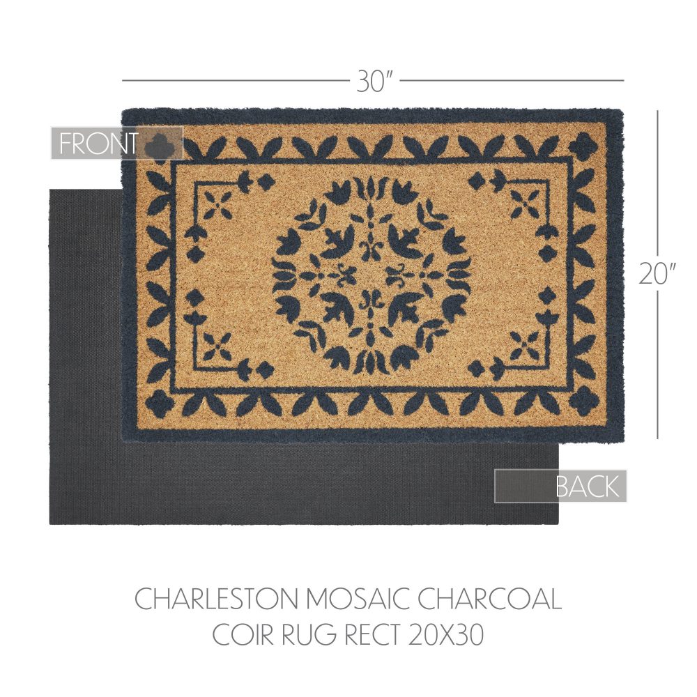 Charleston Mosaic Charcoal Coir Rug Rect 20x30 - Image 4