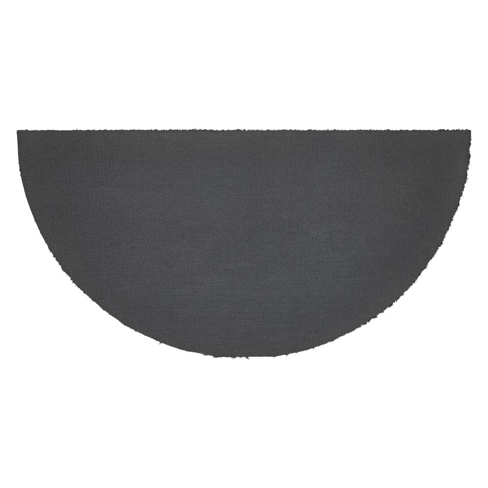 Charleston Mosaic Black Grey Coir Rug Half Circle 16.5x33 - Image 3