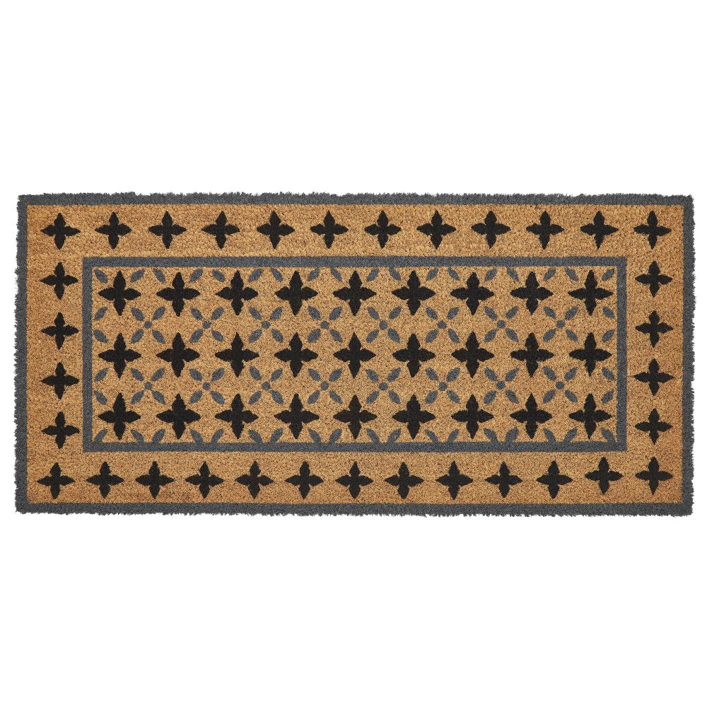 Charleston Mosaic Black Grey Coir Rug Rect 17x36 - Image 2