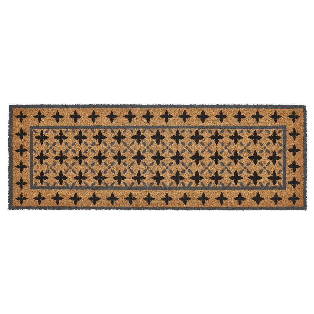 Charleston Mosaic Black Grey Coir Rug Rect 17x48 - Image 2