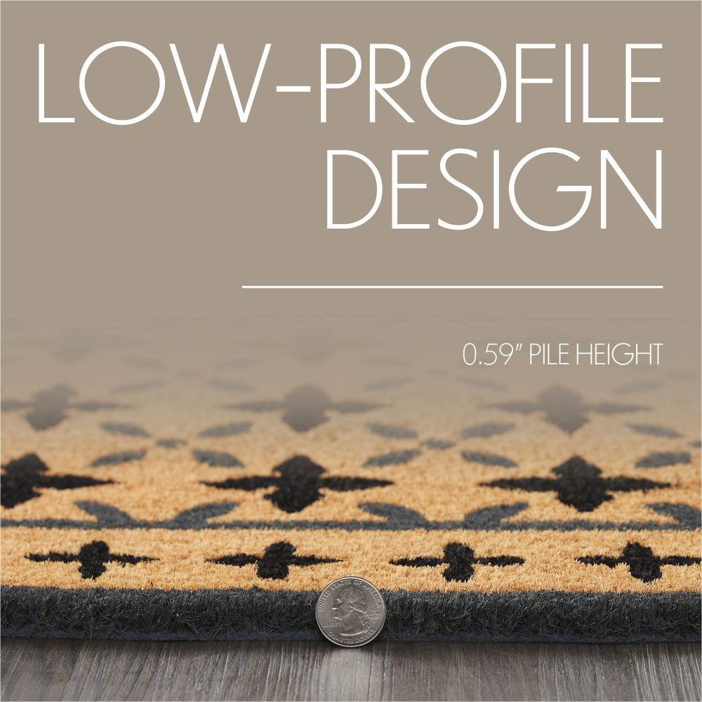 Charleston Mosaic Black Grey Coir Rug Rect 17x48 - Image 6