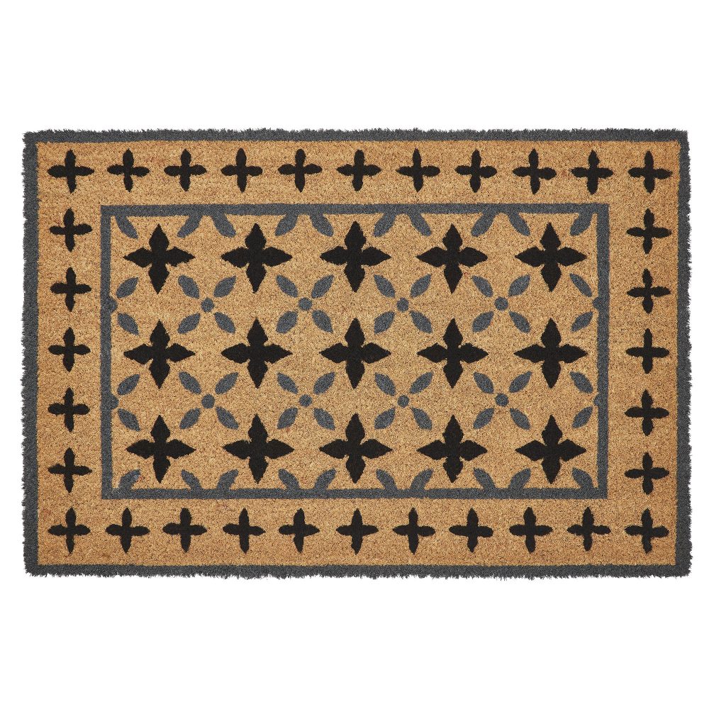 Charleston Mosaic Black Grey Coir Rug Rect 20x30 - Image 2