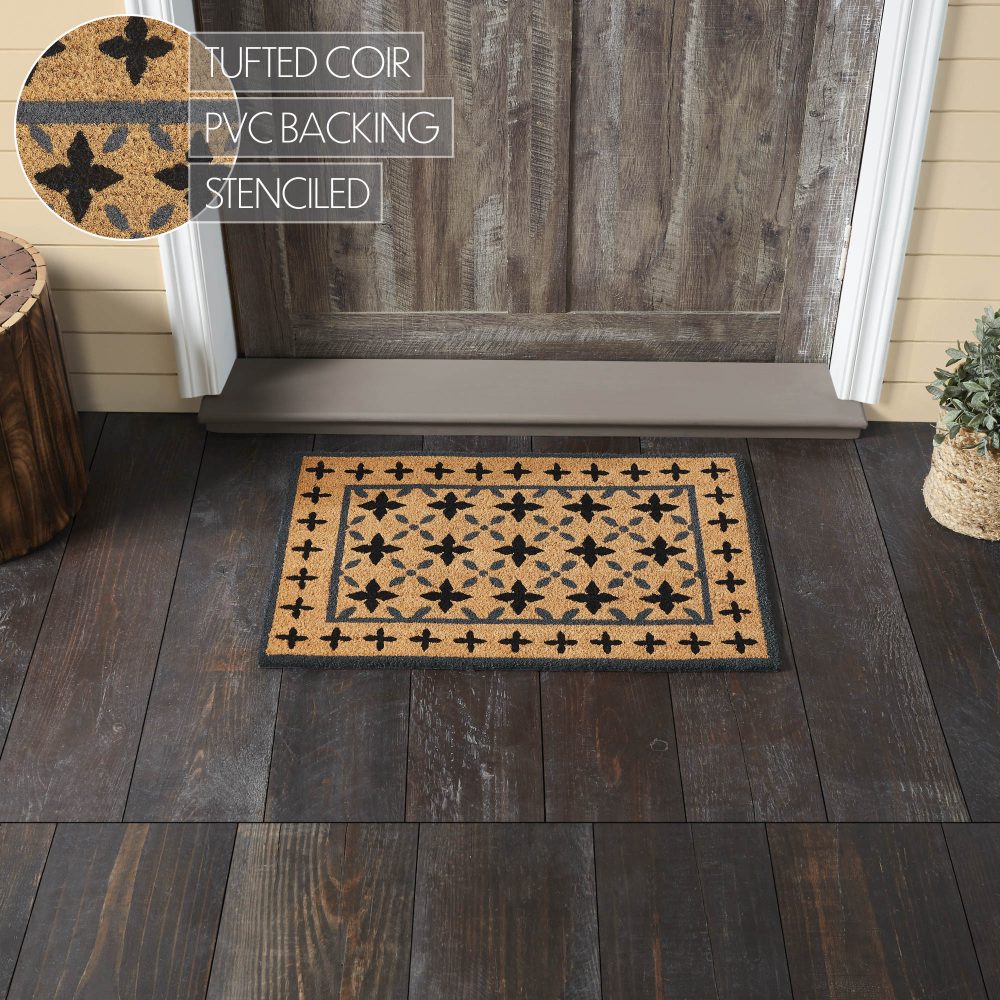 Charleston Mosaic Black Grey Coir Rug Rect 20x30 - Image 5