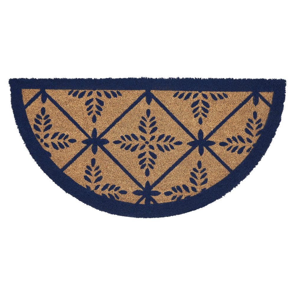 Charleston Mosaic Blue Coir Rug Half Circle 16.5x33 - Image 2
