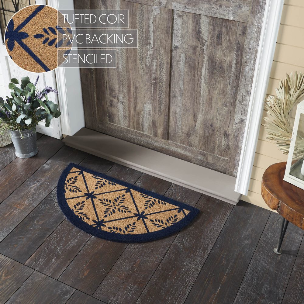 Charleston Mosaic Blue Coir Rug Half Circle 16.5x33 - Image 5