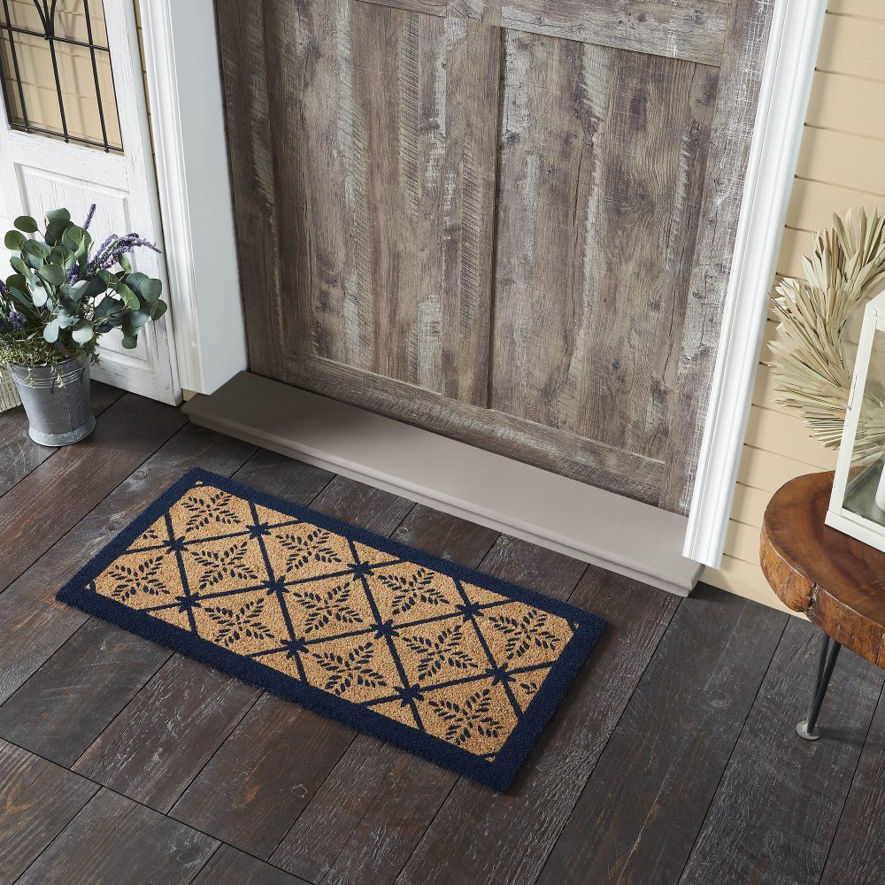 Charleston Mosaic Blue Coir Rug Rect 17x36