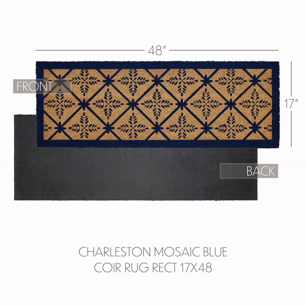 Charleston Mosaic Blue Coir Rug Rect 17x48 - Image 4