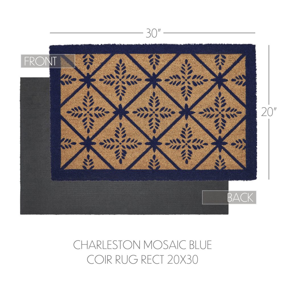 Charleston Mosaic Blue Coir Rug Rect 20x30 - Image 4