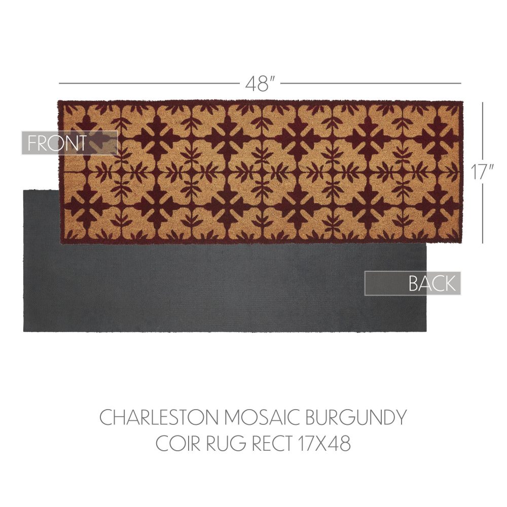 Charleston Mosaic Burgundy Coir Rug Rect 17x48 - Image 4
